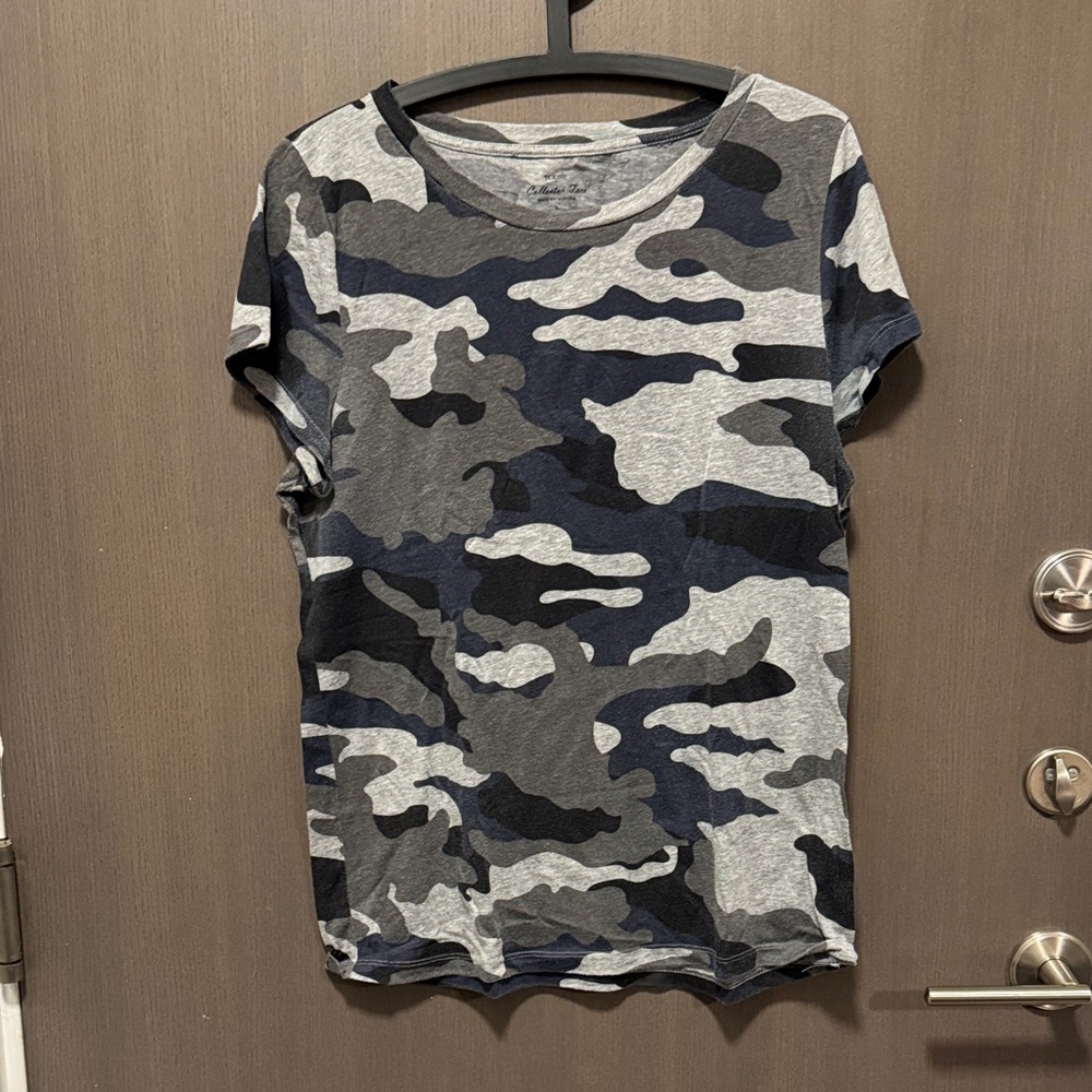 J. Crew Camouflage Short Sleeve Tee - Gray and Black